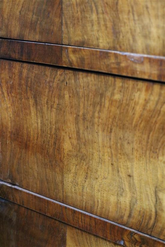 A mid 19th century French walnut marble topped commode W.130cm